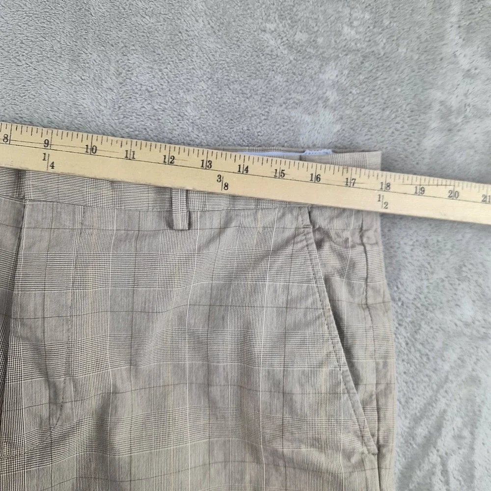 Banana Republic Dress Pants Men 36x30 (fits 34x28) Beige Plaid 100% Cotton Flat